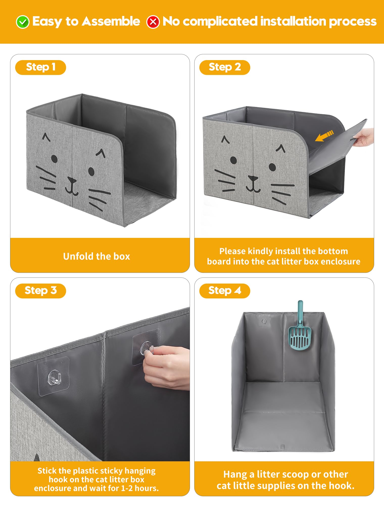 Diseño alto de borde Coorganisers para contener orina y polvo.