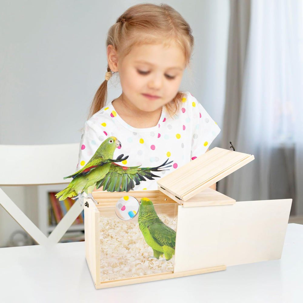 Nido de CooShou para loro pequeño con panel transparente para observar