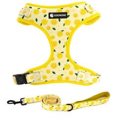 COOWONE harnais chien citron imprimé pour balades sécurisées et stylées.