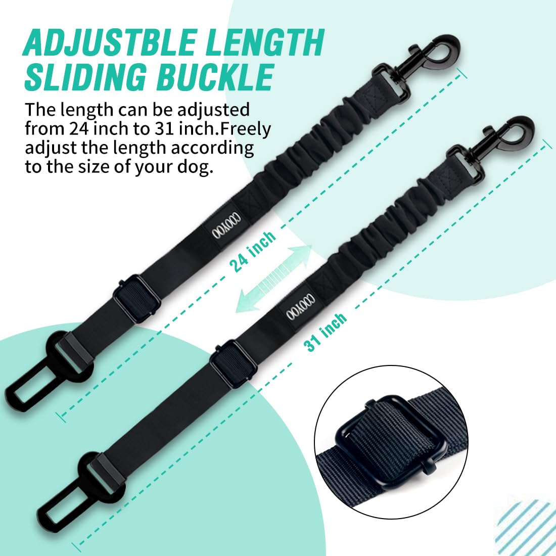 COOYOO Paquete con dos cinturones para perros y cuenco de agua plegable incluido.