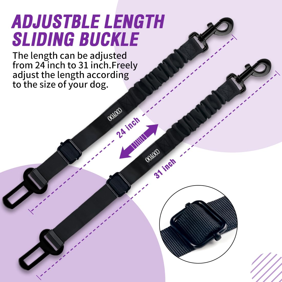 COOYOO sistema de instalación universal para cinturón de perro en coche.
