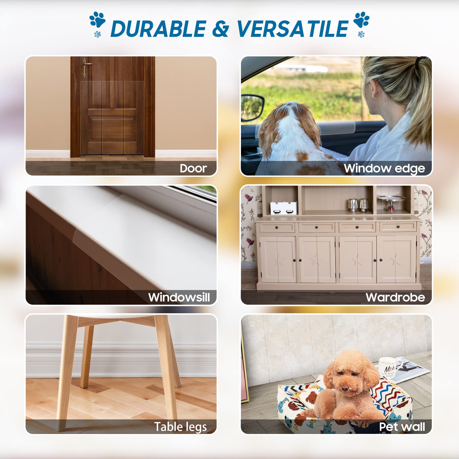 COPETNER protector de puerta, muestra corte ajustable para encajar en esquinas.