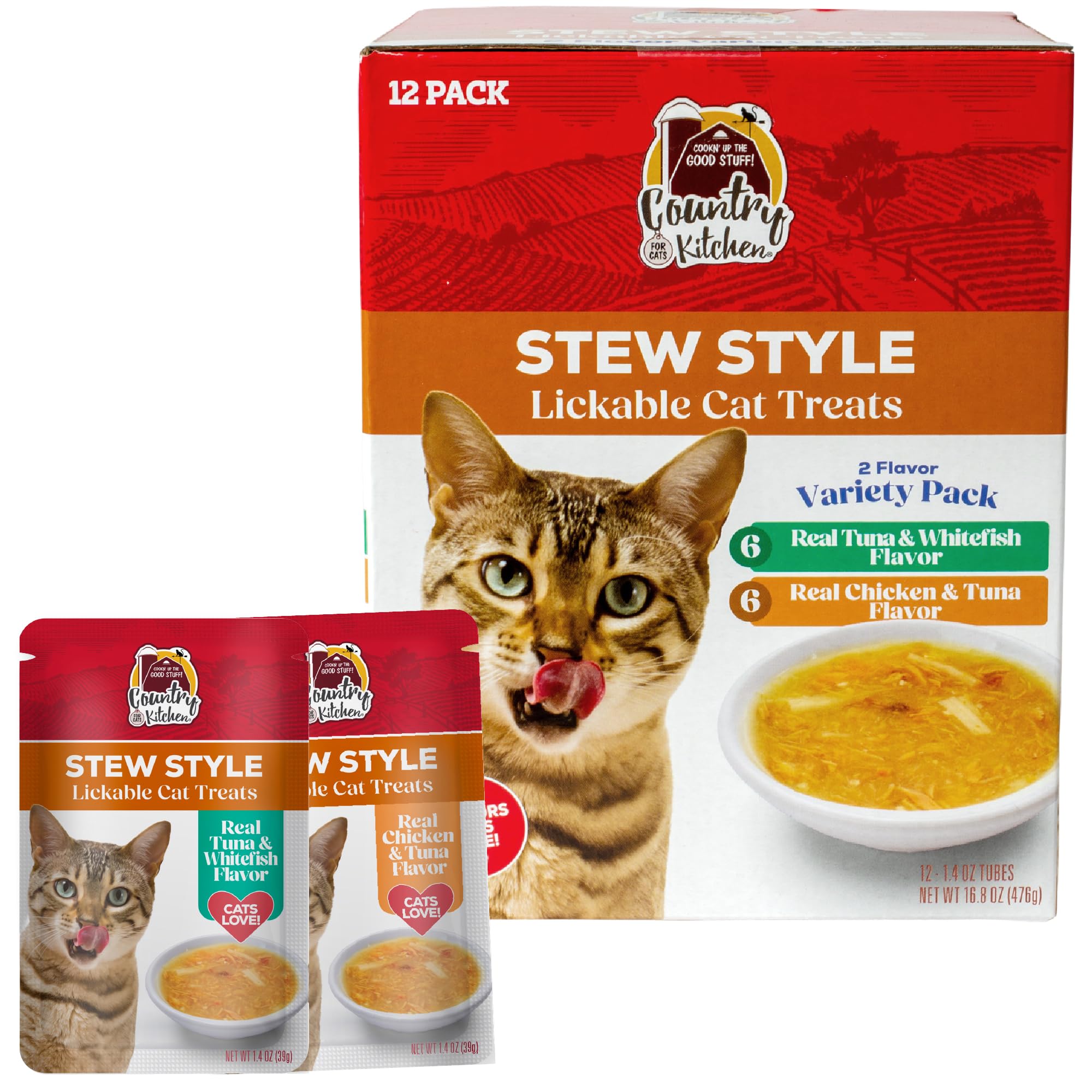 Country Kitchen Gato: tubo con atún y pez blanco, ideal para premiar alimentando a mano.