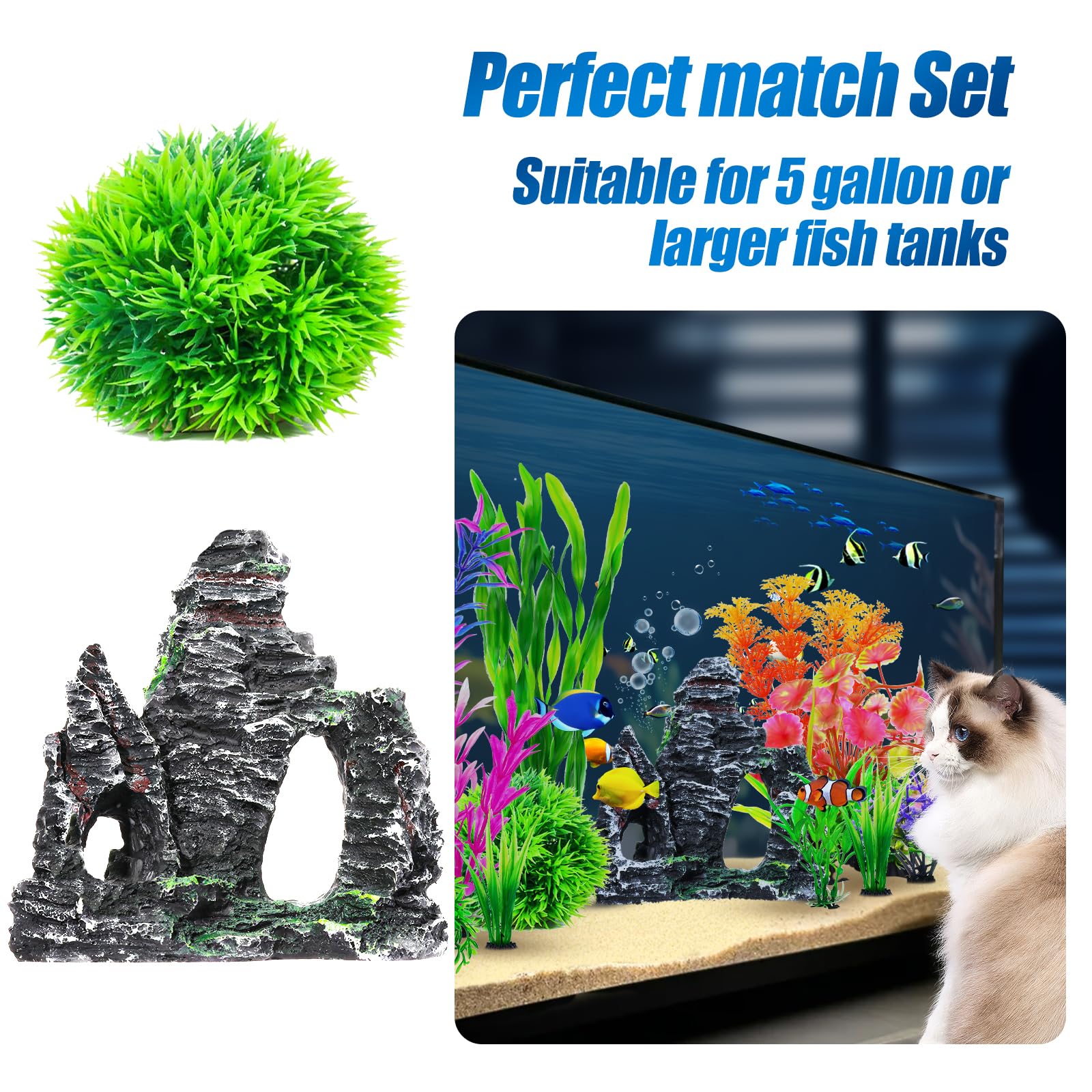 CousDUoBe kit decorativo para acuario, fácil de limpiar