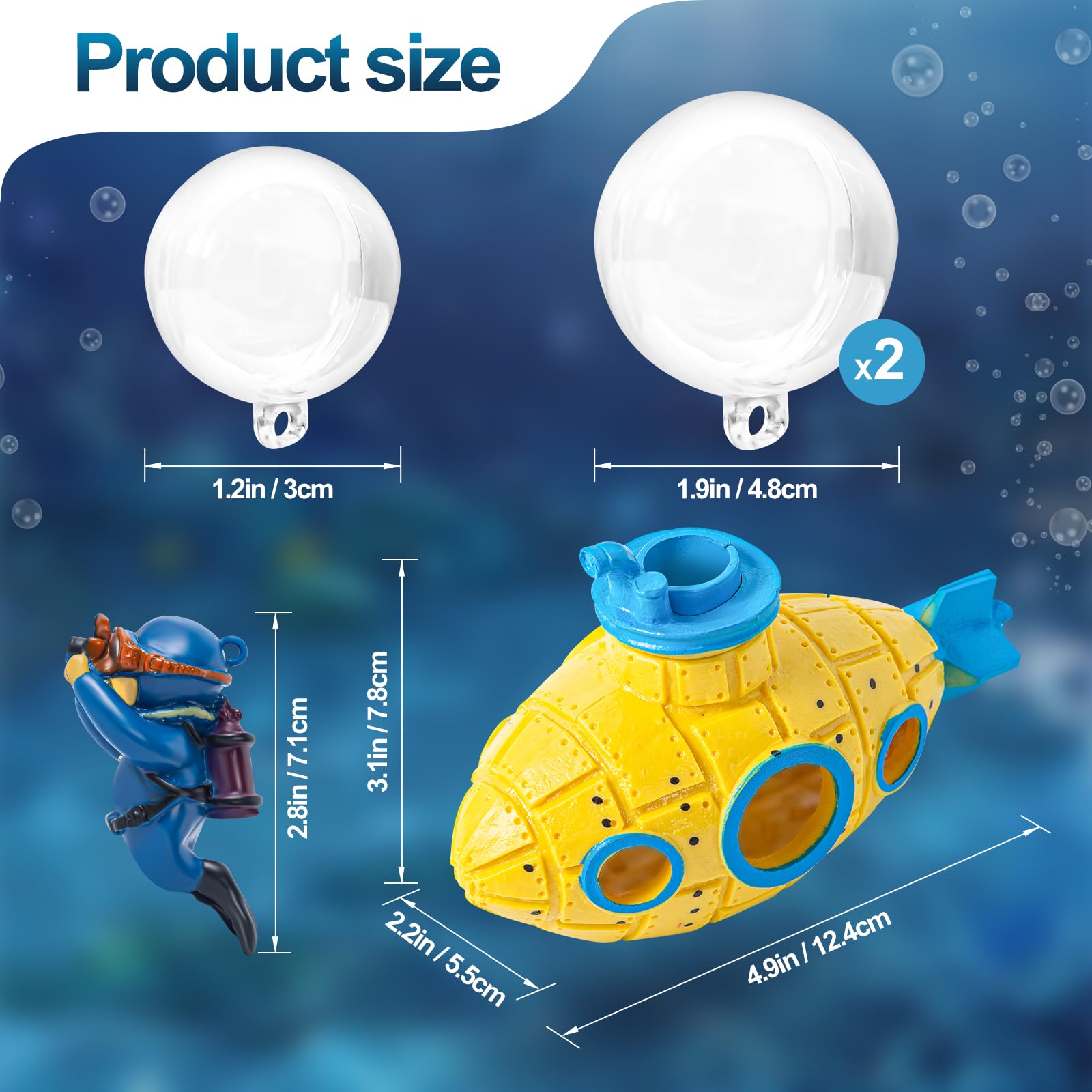 CousDUoBe bolas flotantes transparentes: iluminan el acuario con acentos suaves.