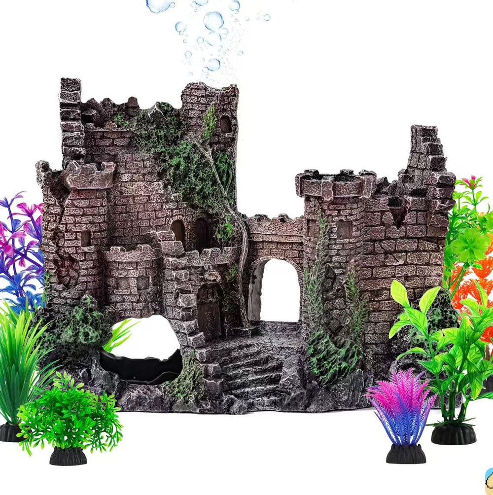 Castillo CousDUoBe con textura realista para crear un paisaje submarino atractivo en la pecera.