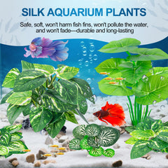 CousDUoBe planta de seda pequeña (1) para acuario Betta, ideal para escondites.