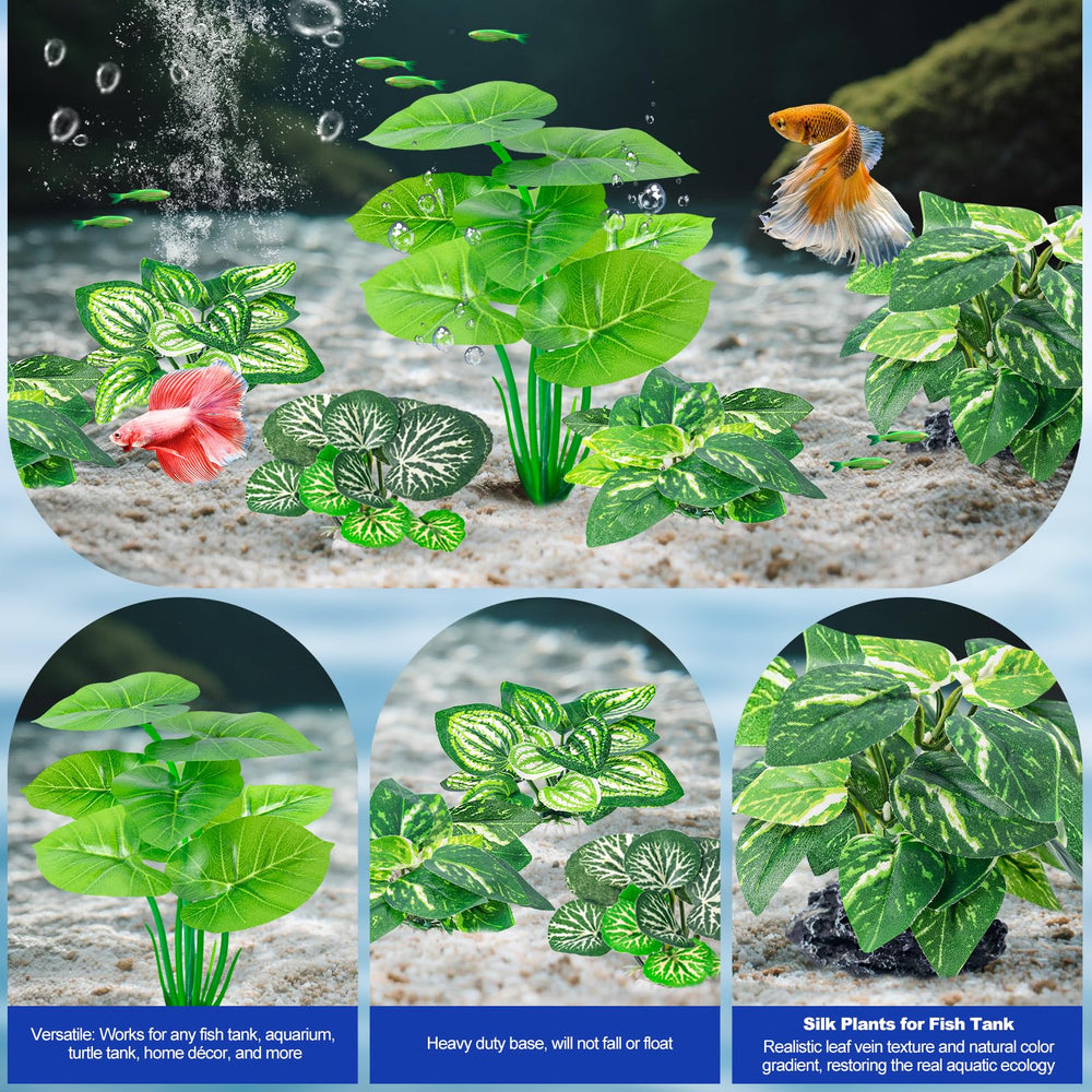 CousDUoBe planta de seda pequeña (2) para acuario Betta, distribución versátil de sotobosque.