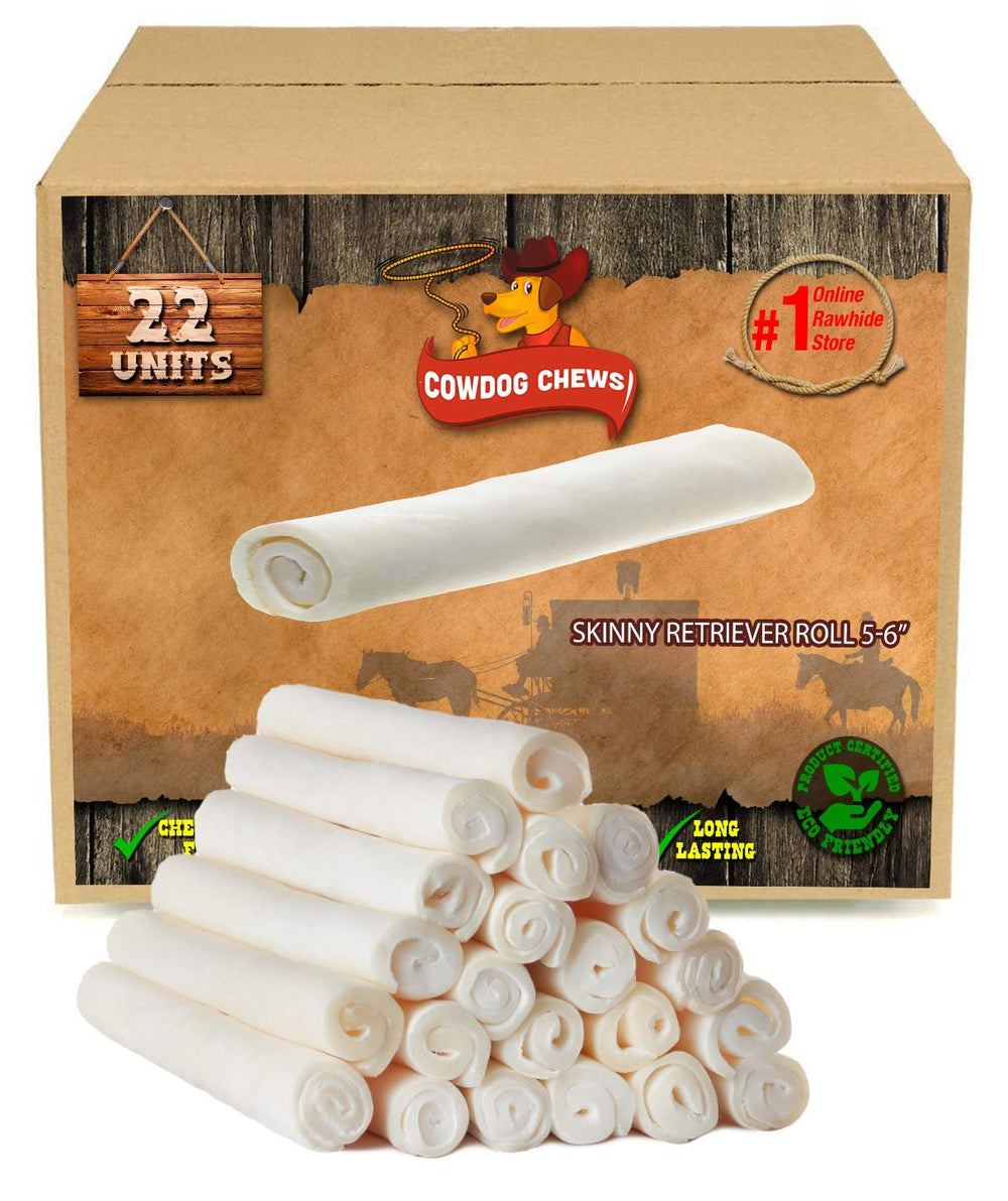 Cowdog Chews rodillo crudo natural de 5-6 pulgadas para masticación segura