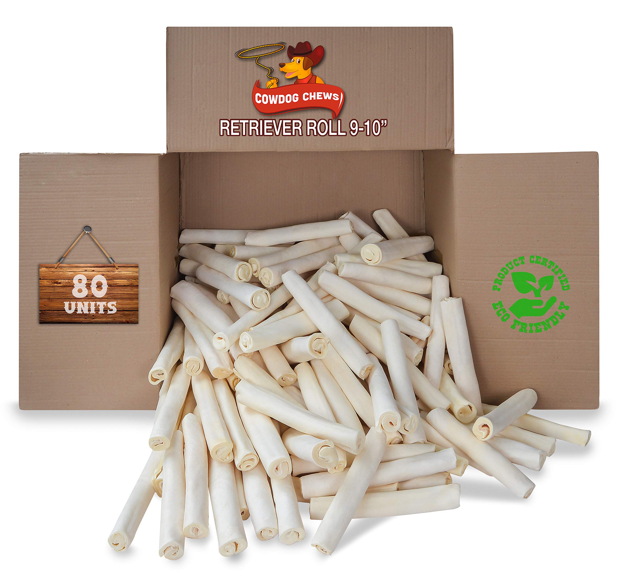 Rollo Cowdog Chews de 9-10 pulgadas, ideal para masticar y entretener al perro.