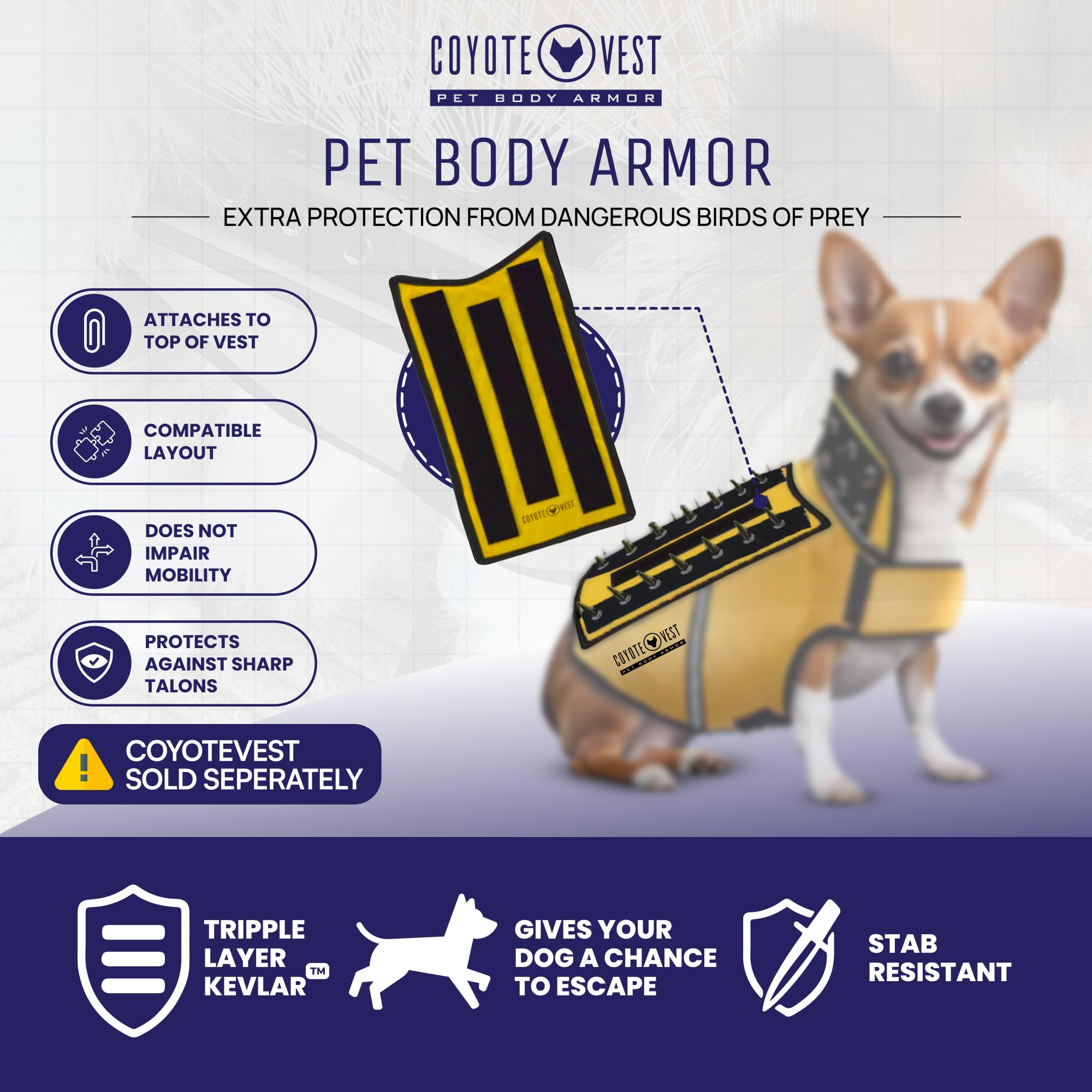 CoyoteVest HawkShield se fija con cierre seguro para uso rápido.
