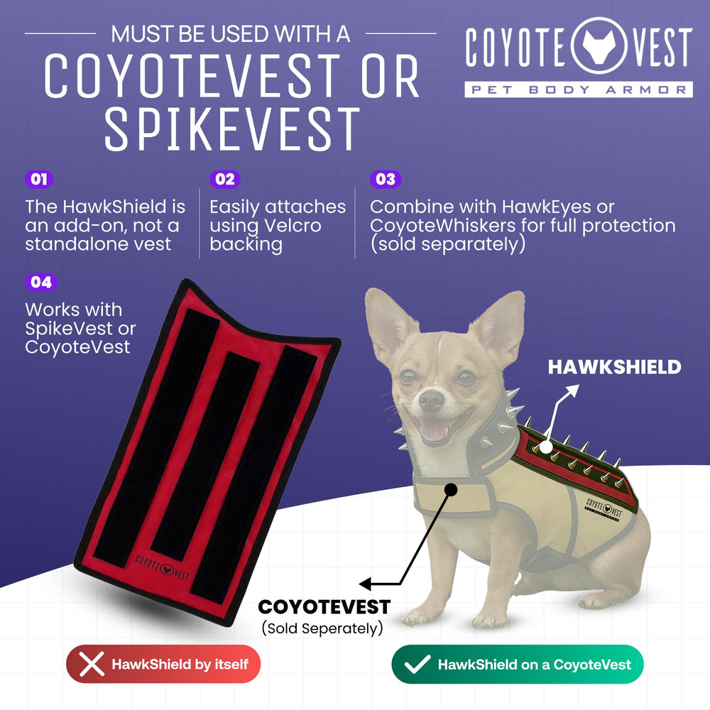 CoyoteVest HawkShield con cierre de velcro facilita colocación y retiro.
