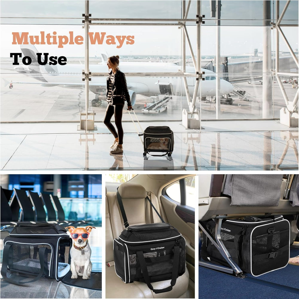 Cozy Cruiser dimensiones 46x28x28 cm permiten uso en cabina bajo el asiento.