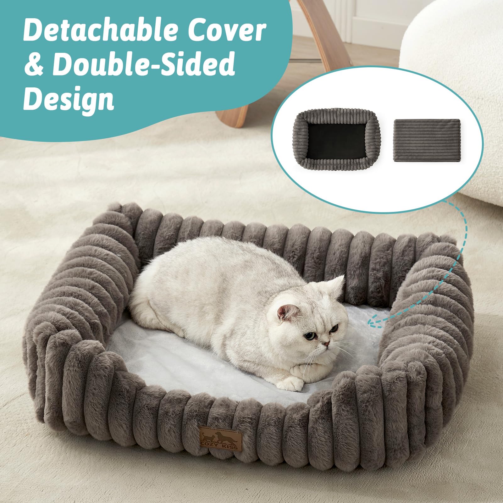 Cama ortopédica Cozy Kiss: dimensiones-35x25x8 para perros grandes.