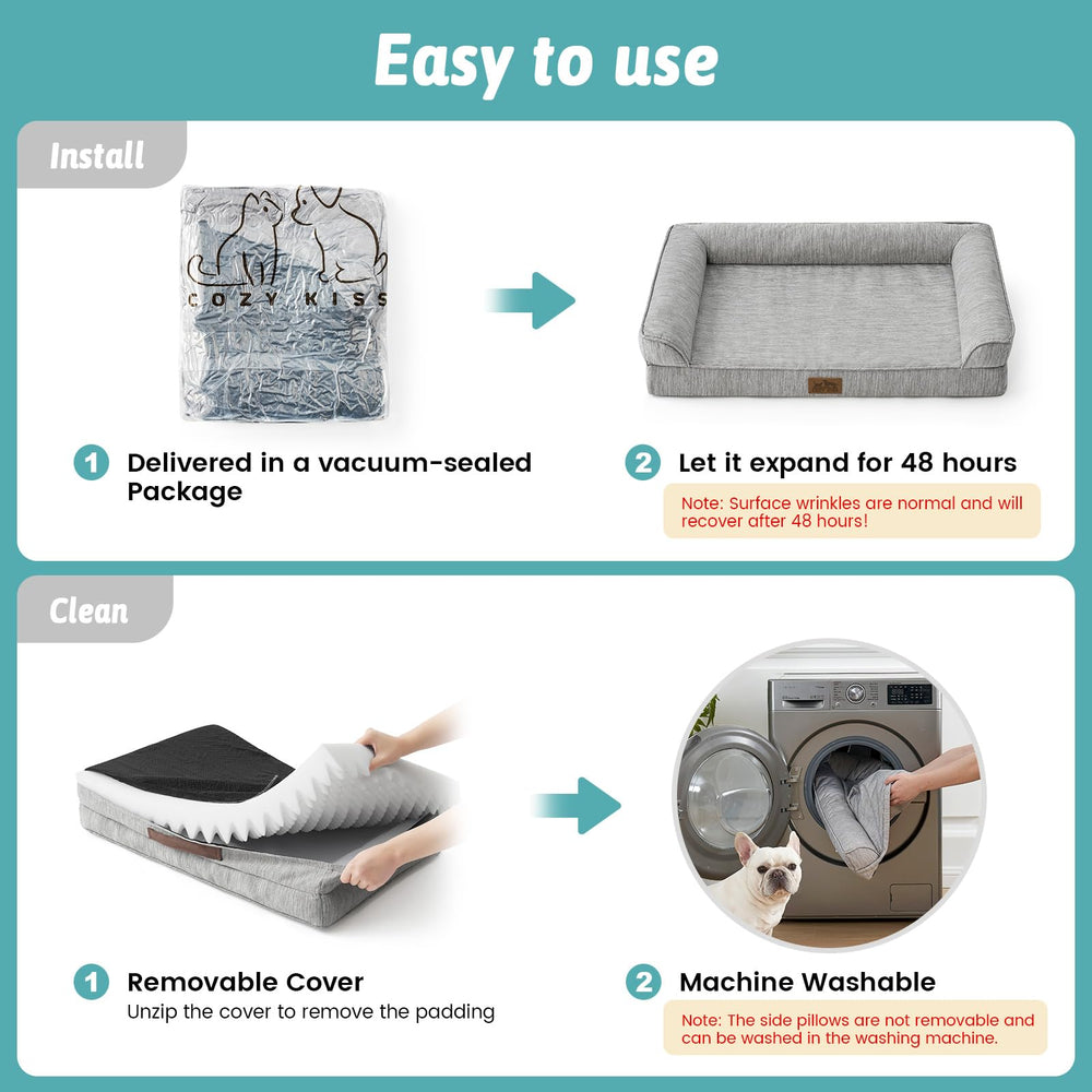 COZY KISS Cama para Perro base antideslizante para seguridad.