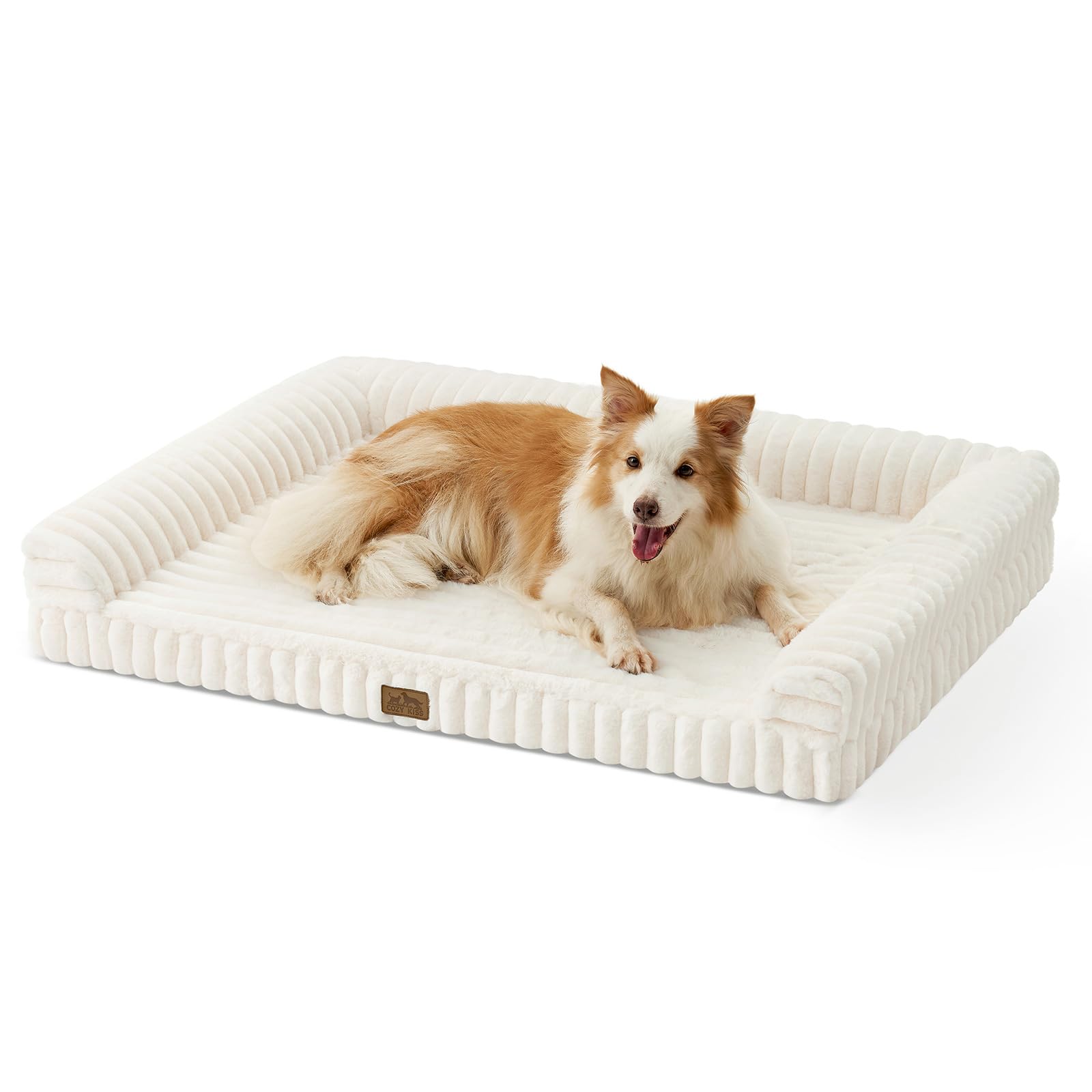 COZY KISS Cama para Perro Grande con pelo de conejo sintético, sensación suave al tacto.