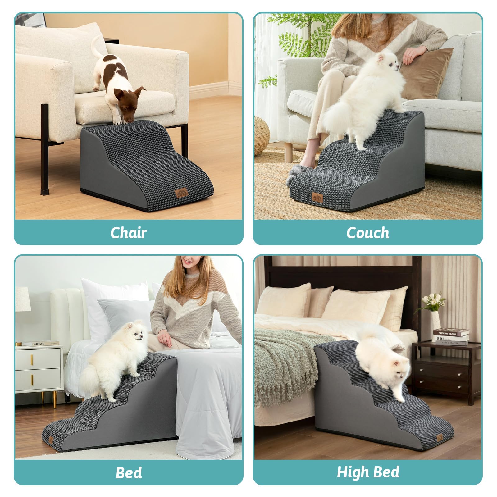 COZY KISS escalera de 4 peldaños, ideal para coche o cama alta