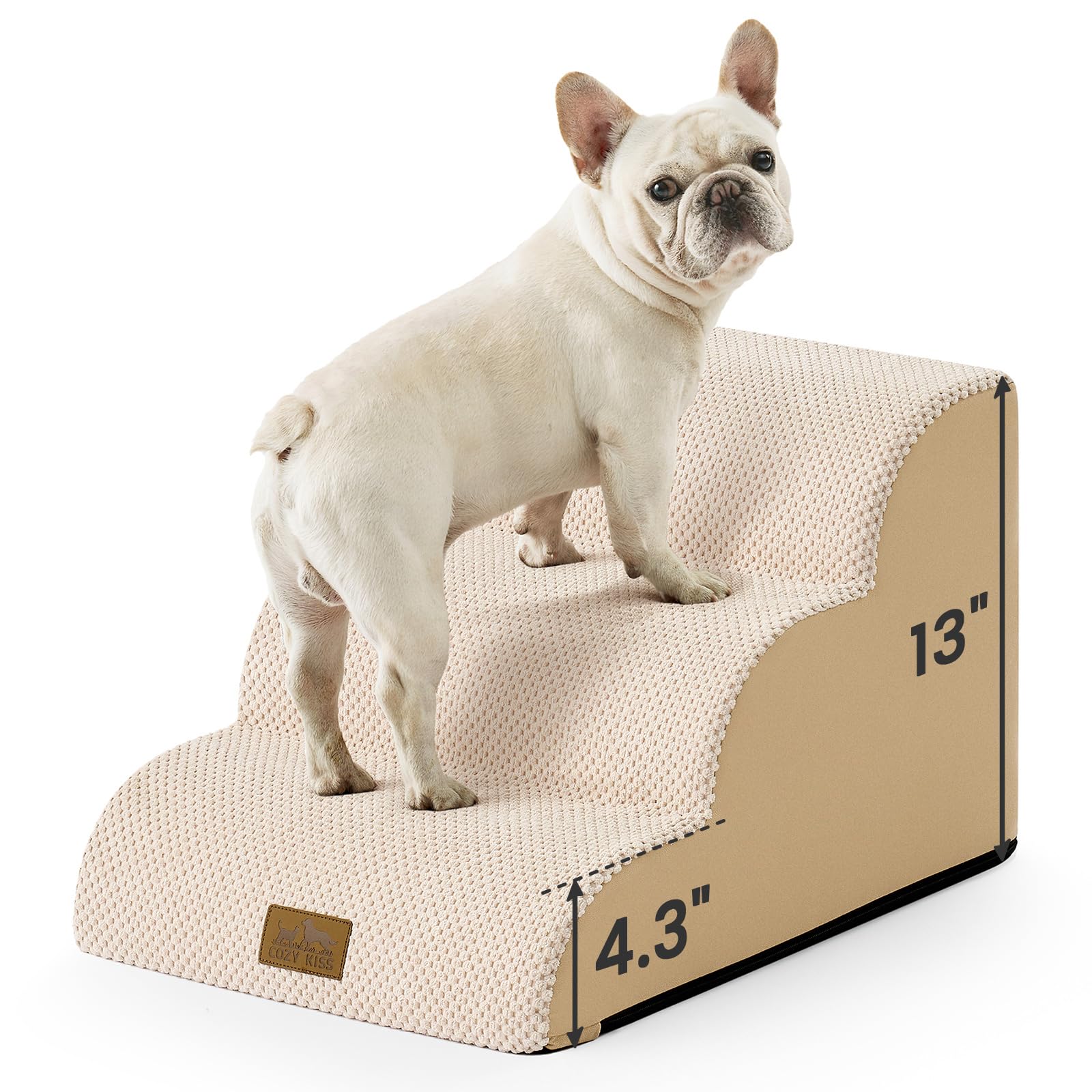 COZY KISS escaleras para perros pequeños, tres escalones, subida suave y segura.