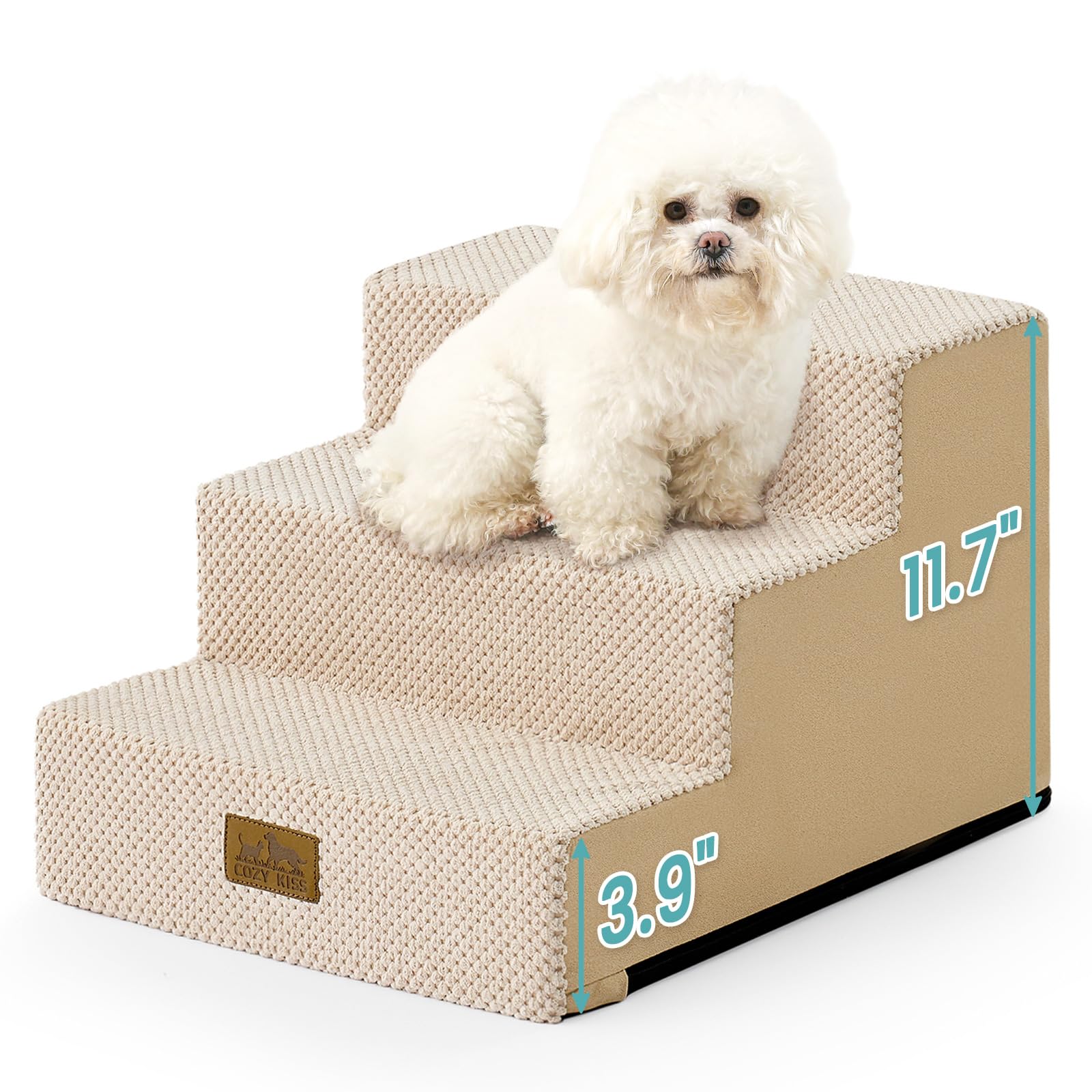 COZY KISS escalera para perros de 3 pasos bajos facilita subir al sofá.