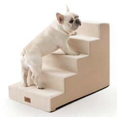 COZY KISS escalera para perros de 5 niveles beige, ideal para camas altas