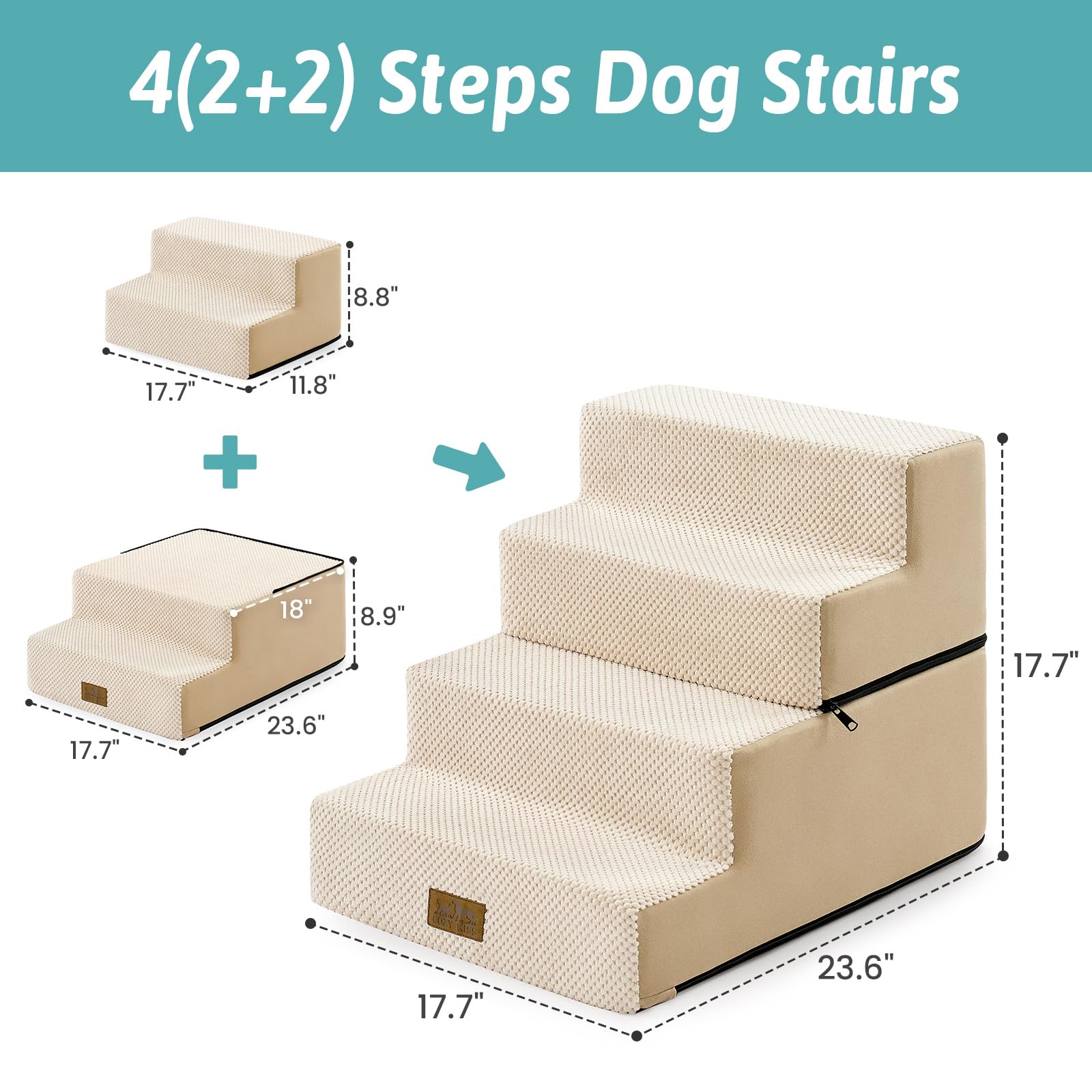COZY KISS escaleras para perros núcleo de espuma de alta densidad para soporte