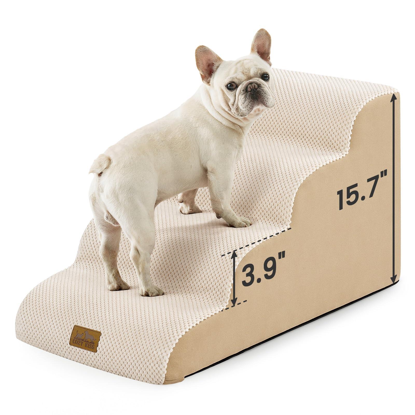 COZY KISS escaleras para perros pequeños, vista frontal, ideal para subir al sofá