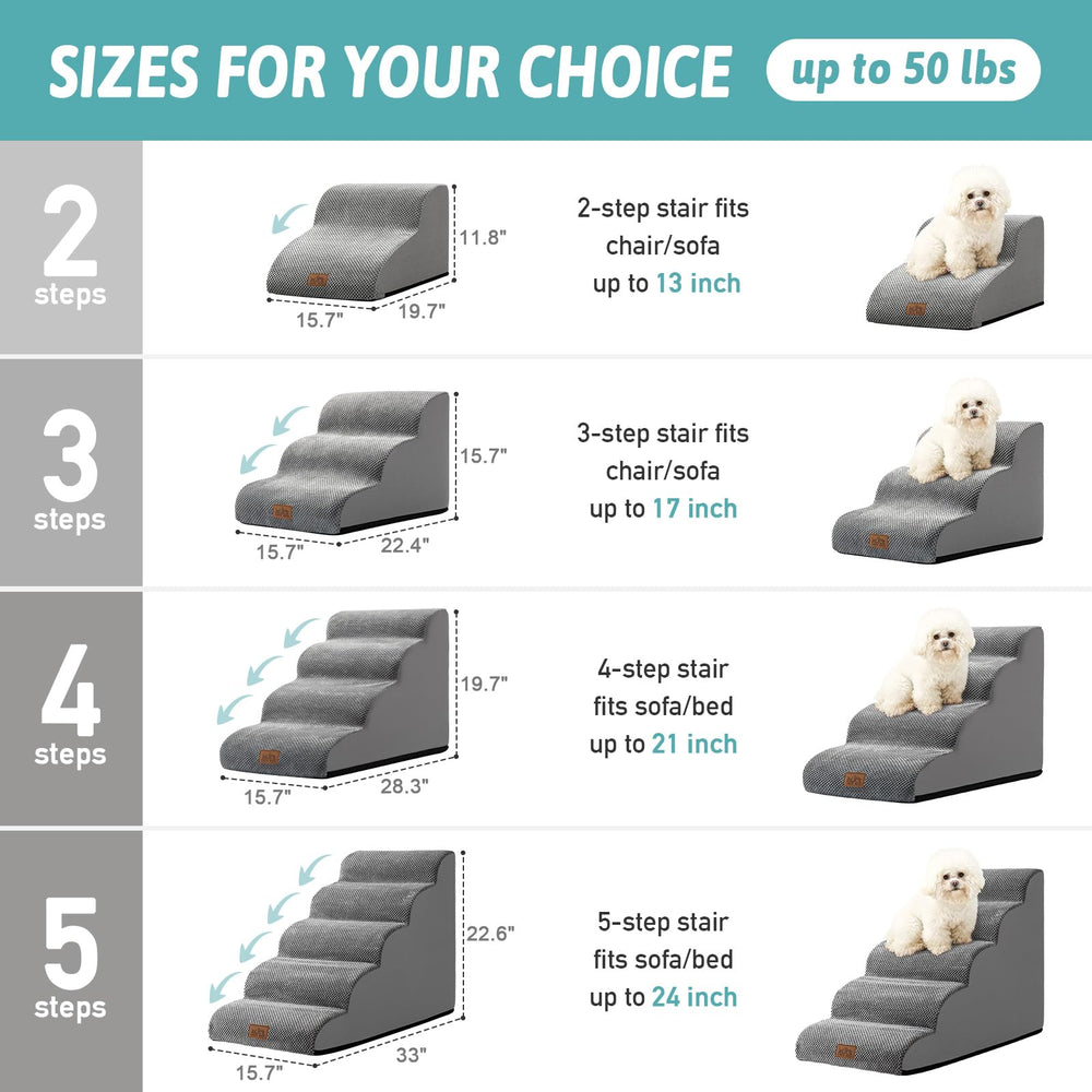 COZY KISS escaleras para perros pequeños con curva y peldaños, apoyo seguro para subir.