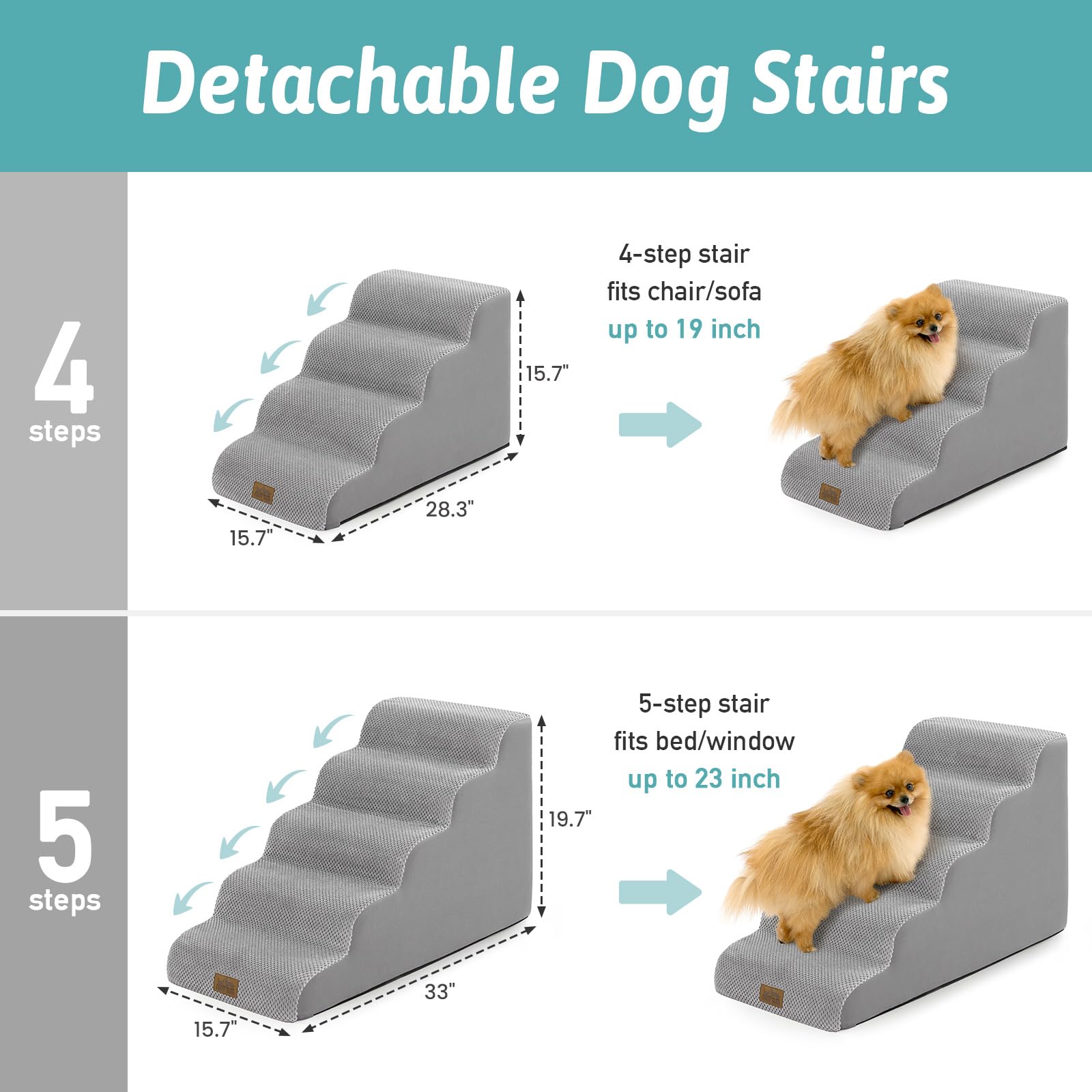 COZY KISS escaleras para perros para subir al sofá de forma estable.