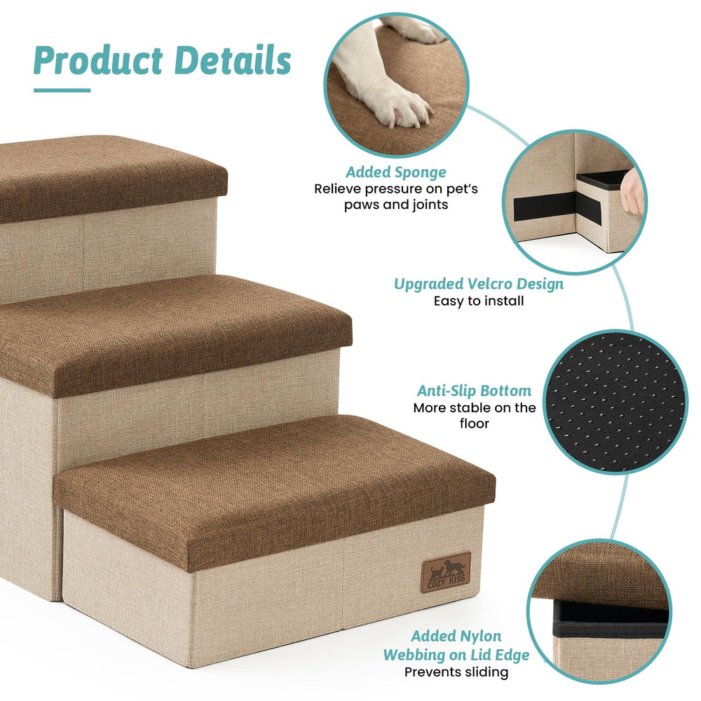 COZY KISS escalera para perros ideal para cama, sofá y coche.