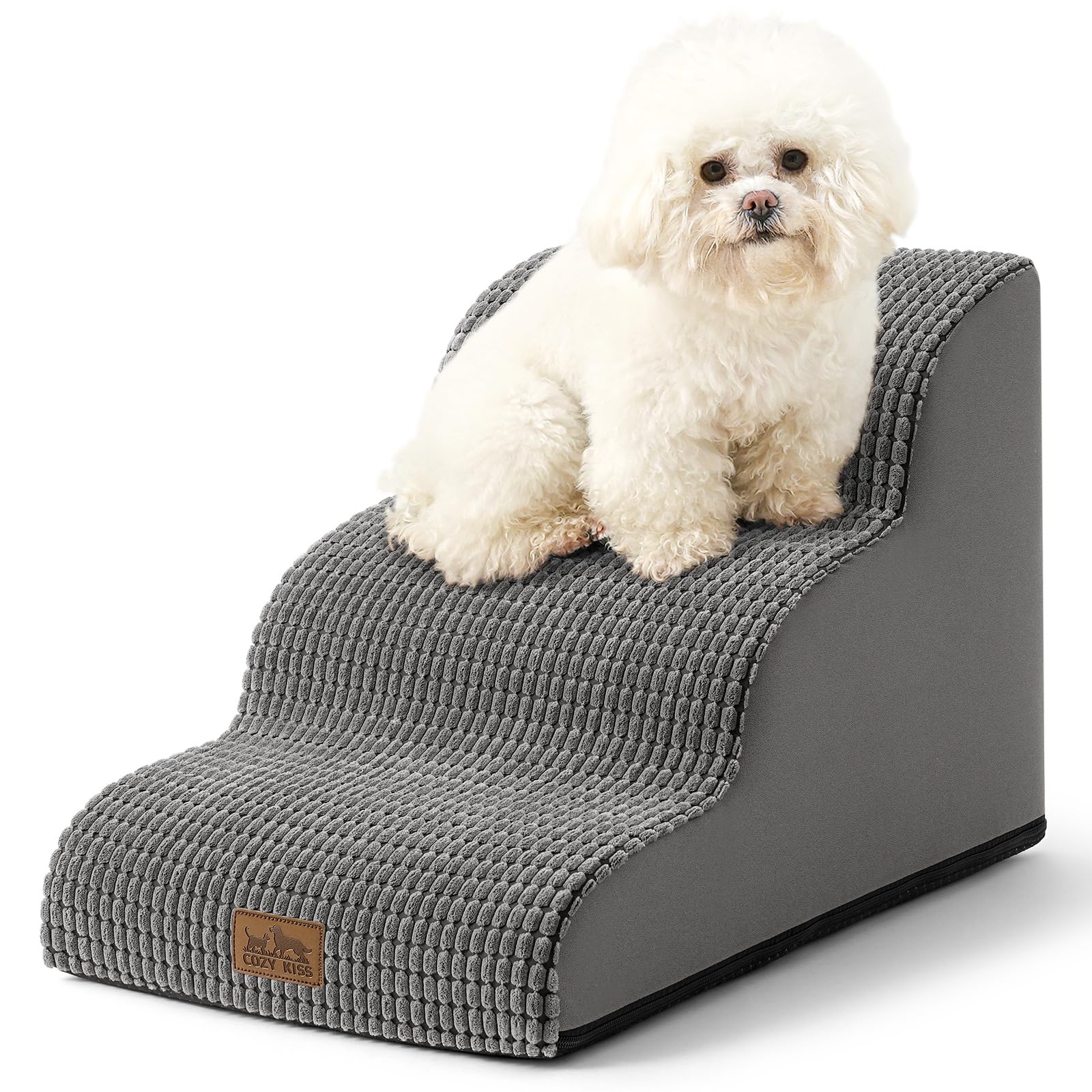 COZY KISS escalones curvos para perros, apoyo cómodo al subir al sofá.