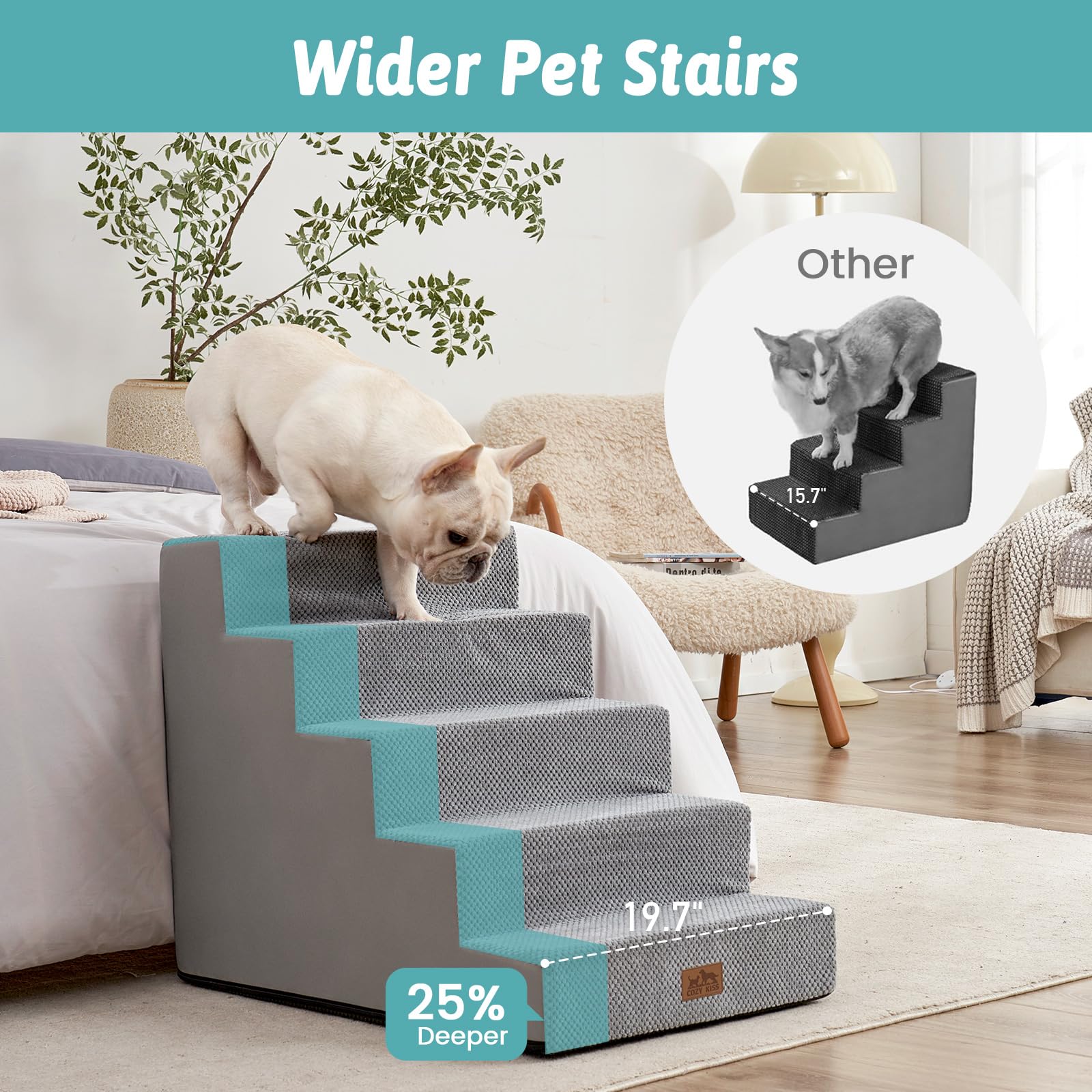 COZY KISS escalones de 5 niveles facilitan subir muebles altos.