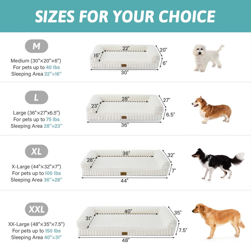 COZY KISS Cama ortopédica para perro grande con espuma de alta densidad y soporte.