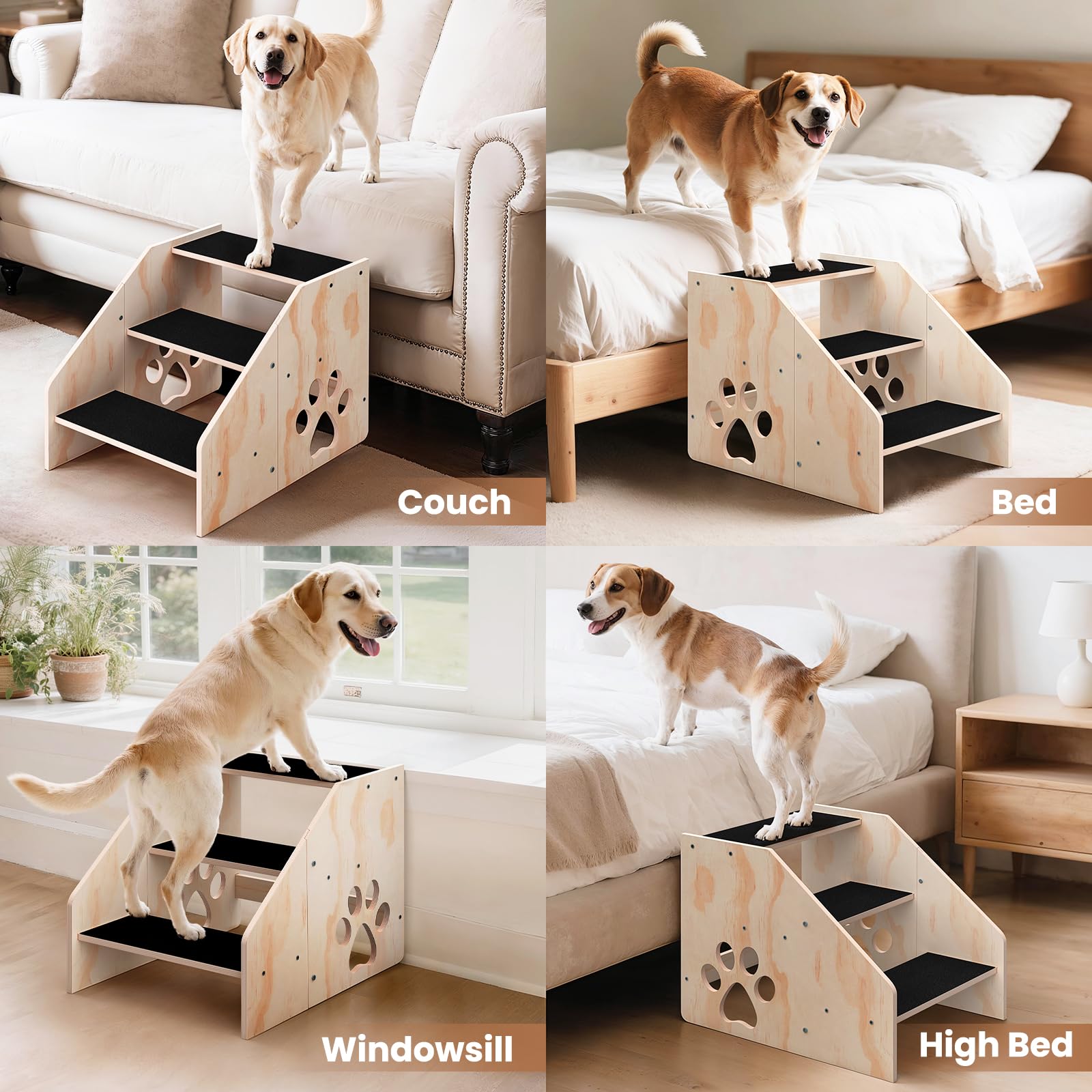 CozyLazy Escaleras para perros: uso práctico en cama, sofá o coche.