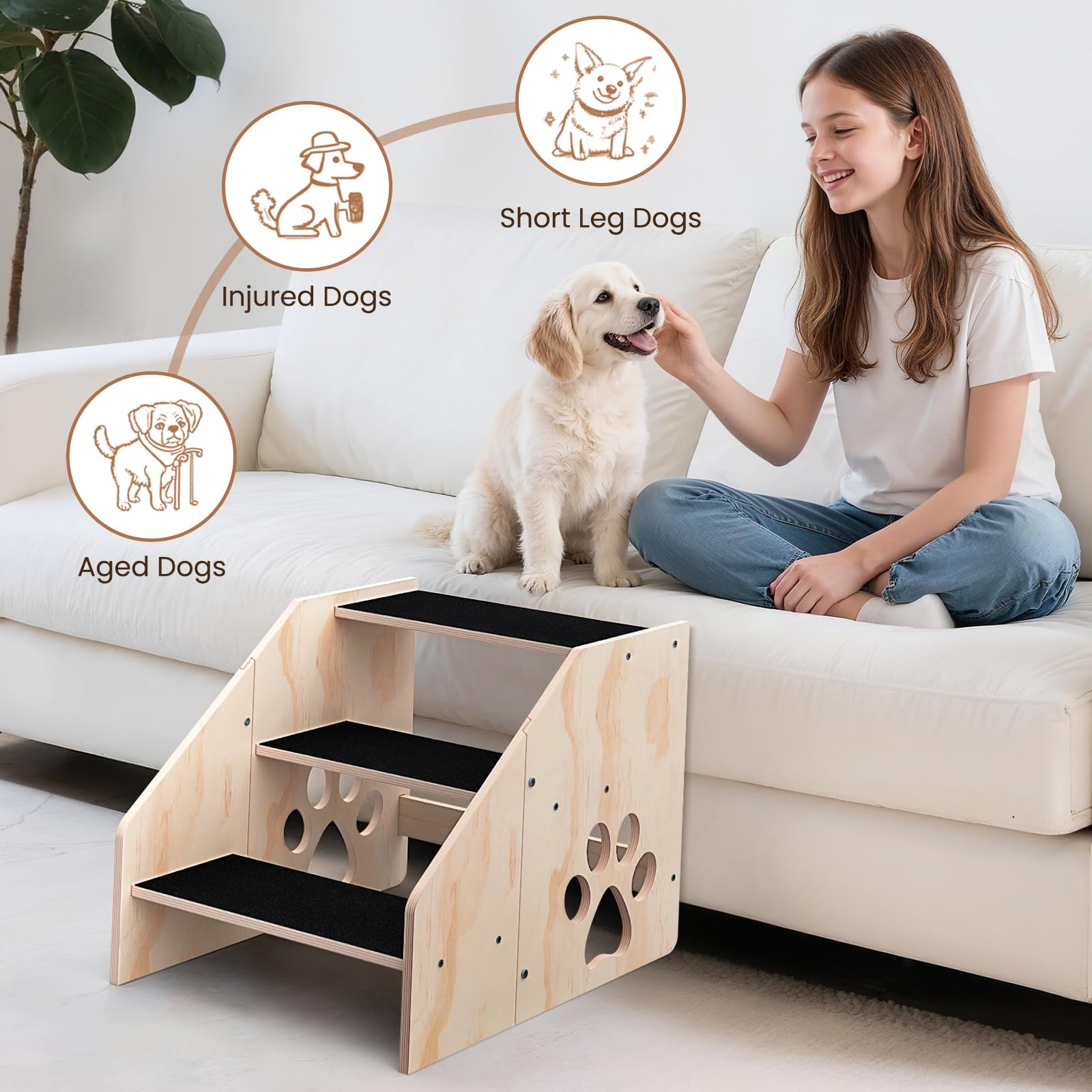 CozyLazy Escaleras para perros: limpieza fácil sin lavar a máquina.