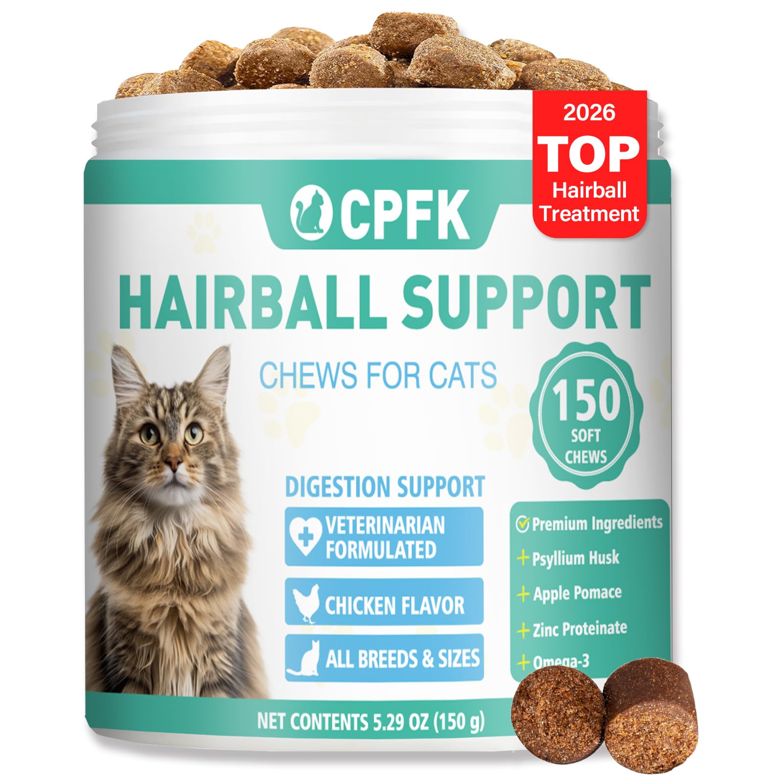CPFK trata bolas de pelo en gatos con 150 masticables.