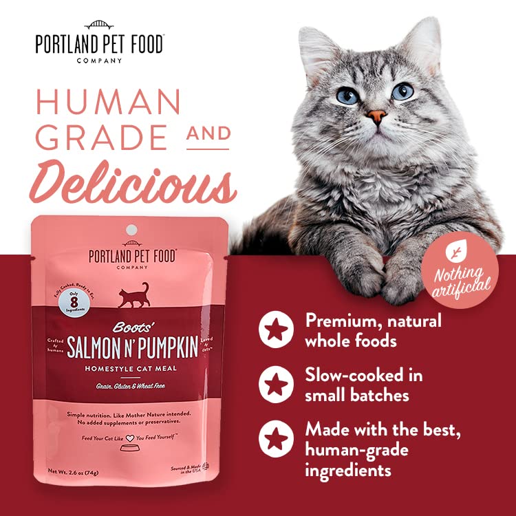 Portland Pet Food Company – envases de salmón para gatos, topper nutritivo.