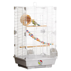 Craftsboys Basic jaula para aves, vista frontal con amplio espacio para aves pequeñas.