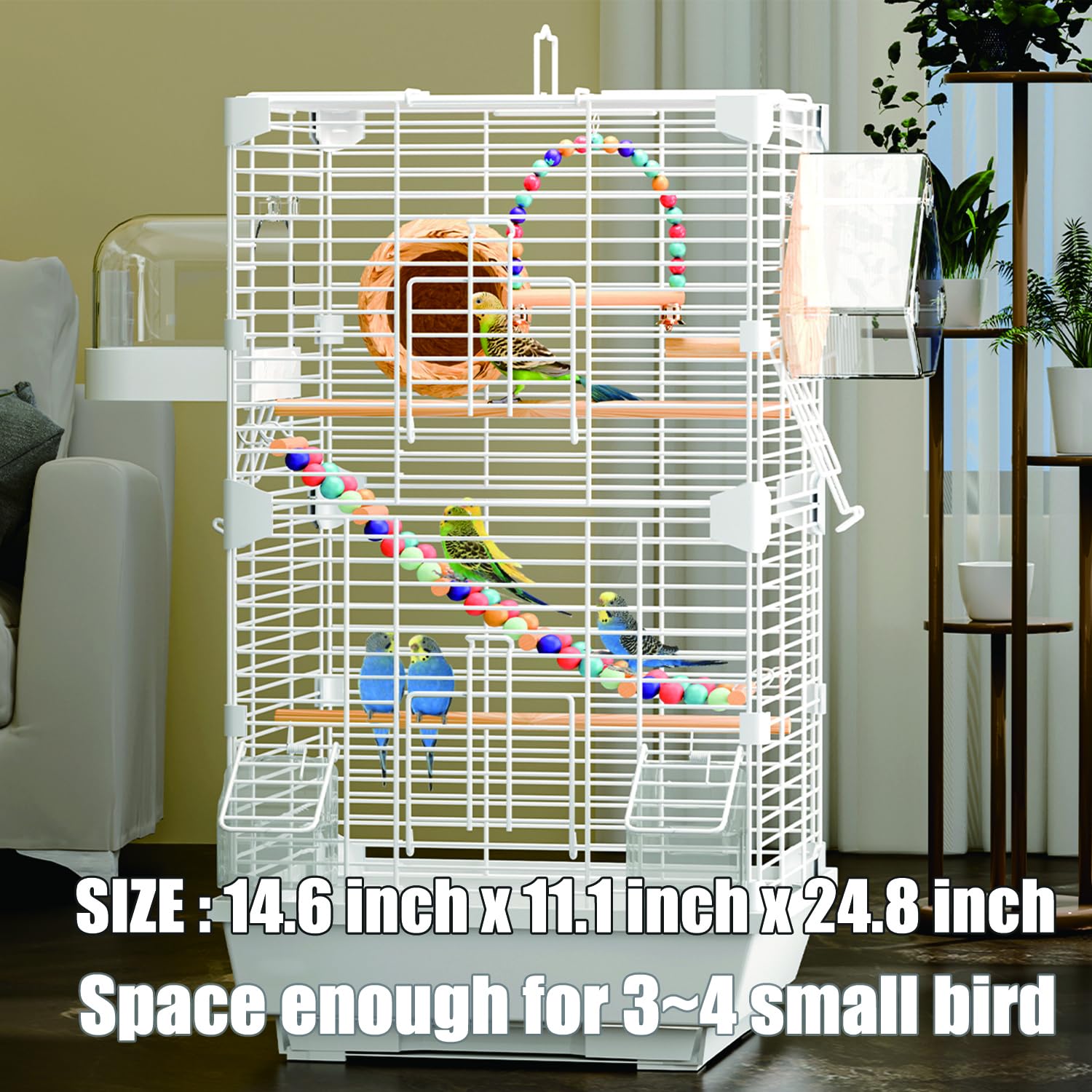 Craftsboys Basic jaula para aves, rejilla con separación de 0.5 pulgadas para seguridad.