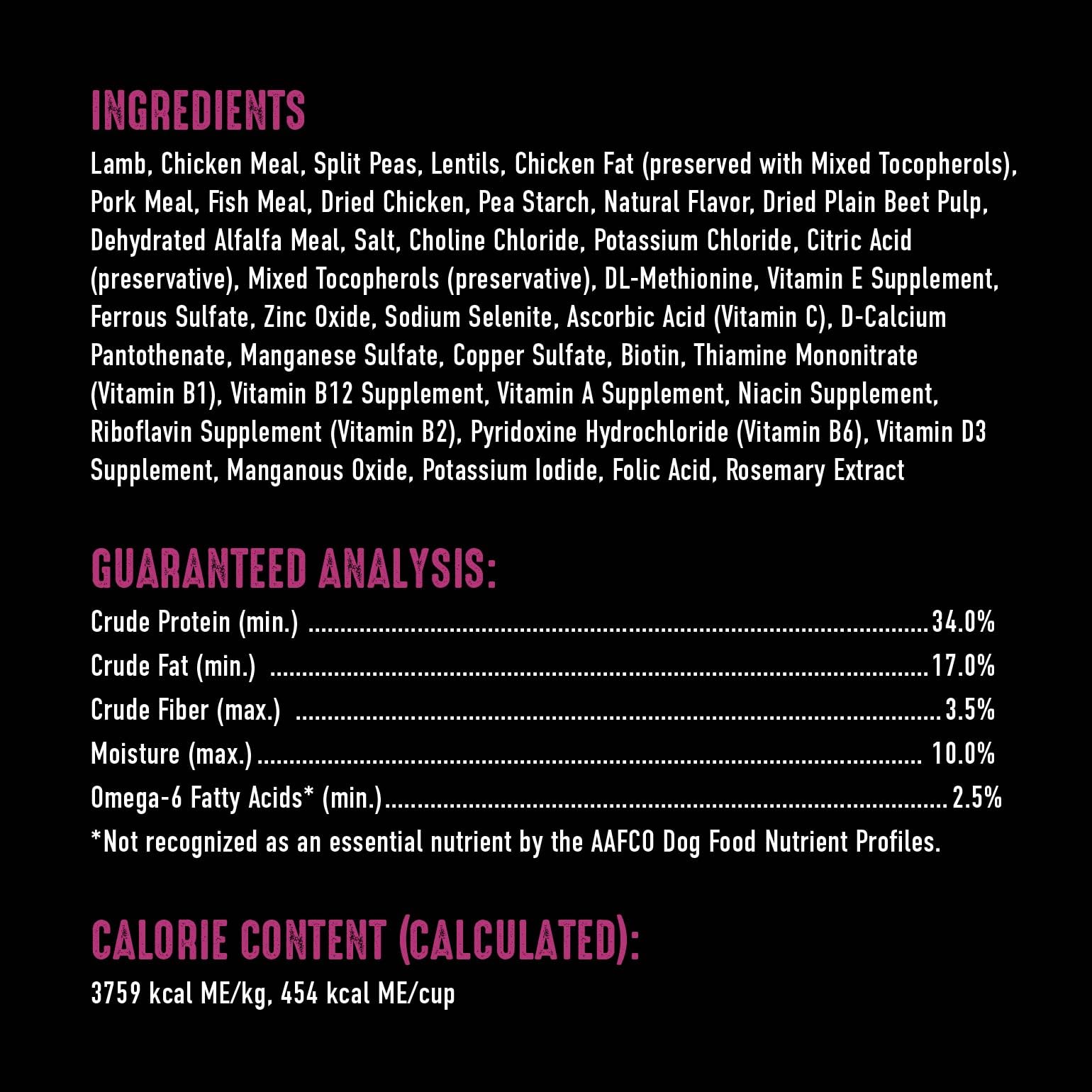 CRAVE ingredientes de calidad con cordero, sin subproductos de pollo.