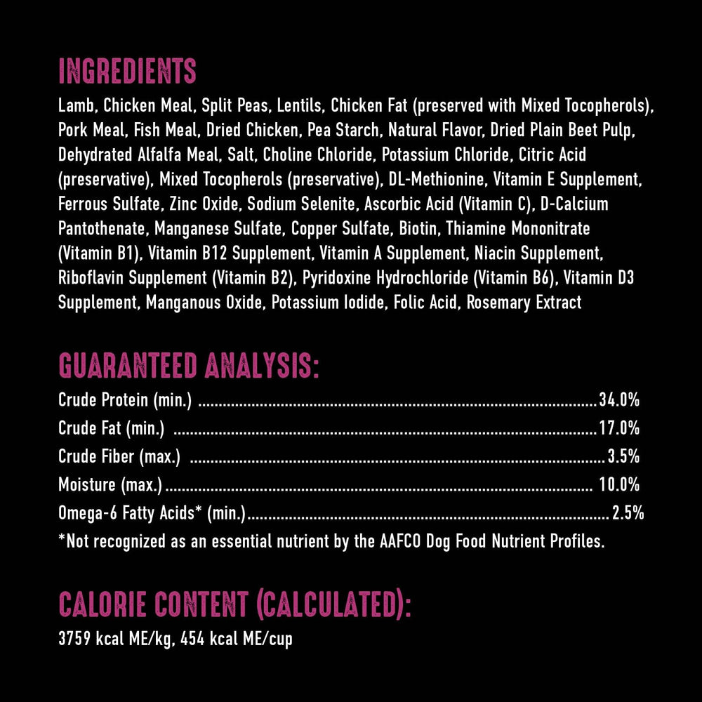 CRAVE ingredientes de calidad con cordero, sin subproductos de pollo.