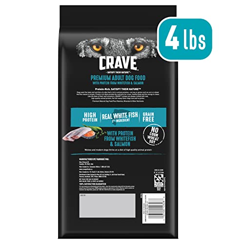 CRAVE: detalle de ingredientes con salmón y pescado para perros.