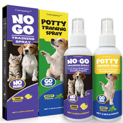 Spray de entrenamiento Creimpdoty para perros, frasco frontal.