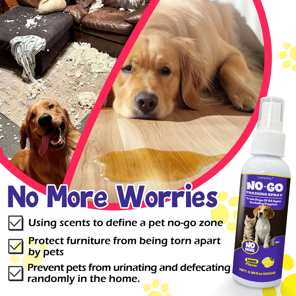 Perro usando área designada para orinar con spray Creimpdoty.