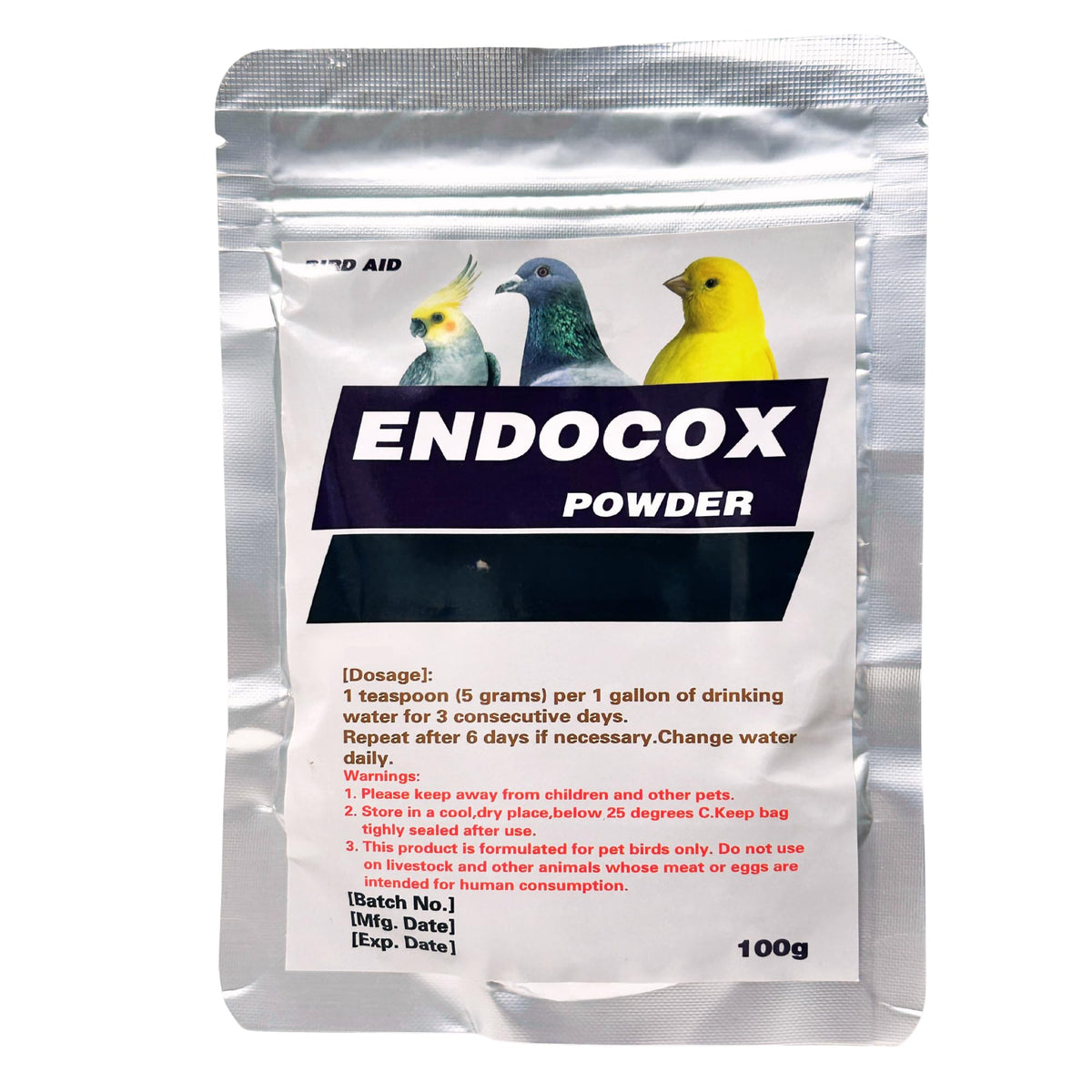 Endocox Crown Pet Supplies: polvo para mezclar en agua, uso para aves de jaula.