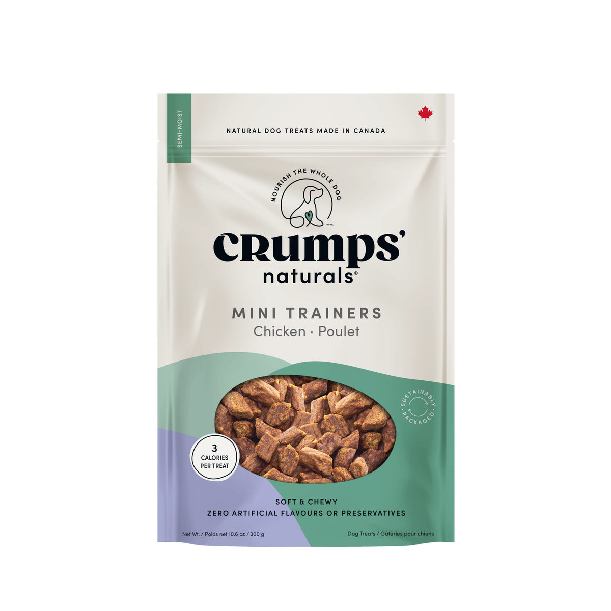 Crumps Naturals Mini Trainer semi-humedo de pollo, bocado ideal para cachorros