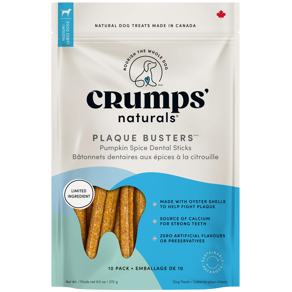 Crumps’ Naturals Plaque Busters empaque de 8 piezas para perros