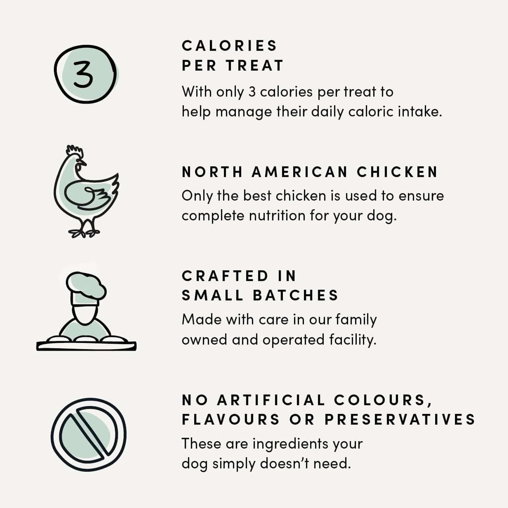 Crumps’ Naturals snacks de entrenamiento para perro, pollo en porciones mini.