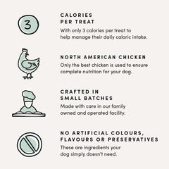 Crumps’ Naturals snacks de entrenamiento para perro, pollo en porciones mini.