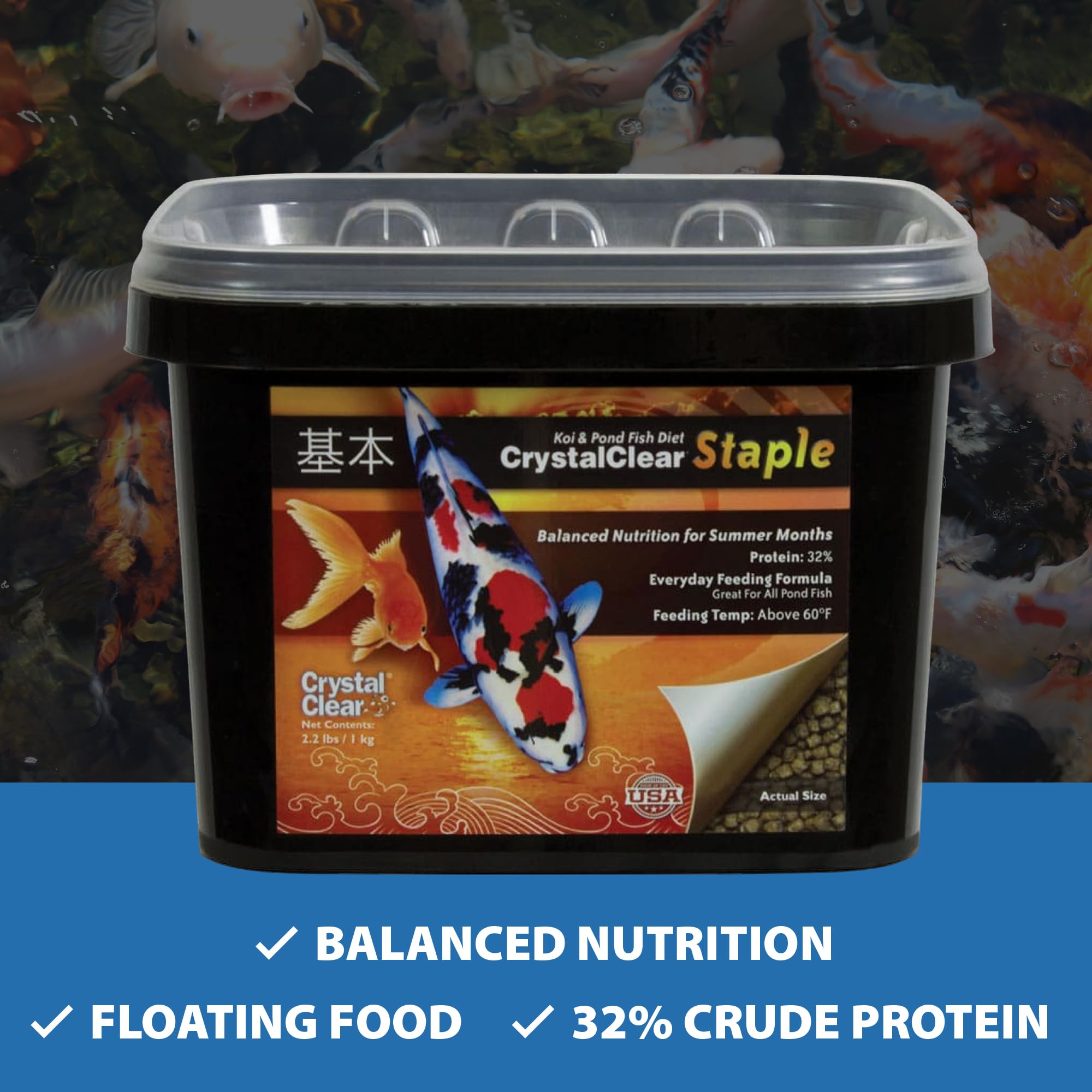 CrystalClear Staple: dieta diaria equilibrada para peces de estanque durante el verano.