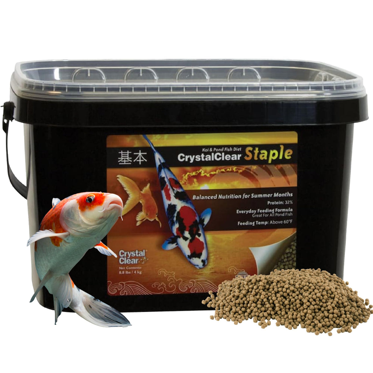 CrystalClear Staple pellets para peces de estanque ofrecen nutrición equilibrada para koi y goldfish.